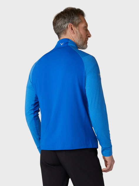 Men's Aquapel Quarter Zip Mixed Media Sweatshirt In Light Lapis
