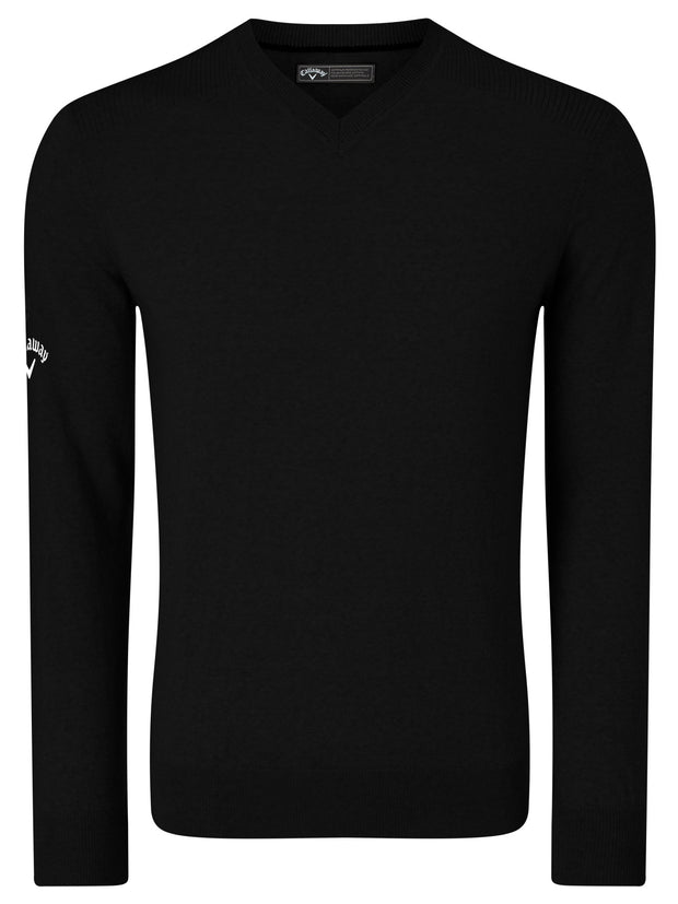 Thermal Merino Wool V-Neck Sweater In Black Onyx