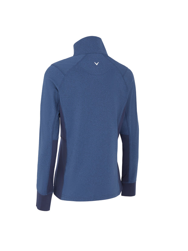Women's Space Dye Thermal 1/4 Zip Sweater In True Navy Heather