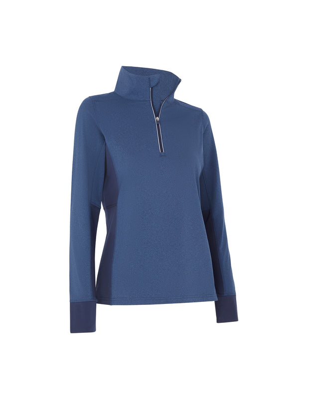 Women's Space Dye Thermal 1/4 Zip Sweater In True Navy Heather