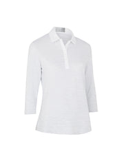 3/4 Length Sleeve Women's Polo In Brilliant White