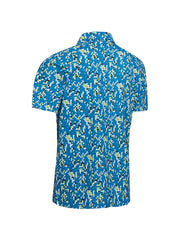 All Over Tropical Print Polo In Vallarta Blue
