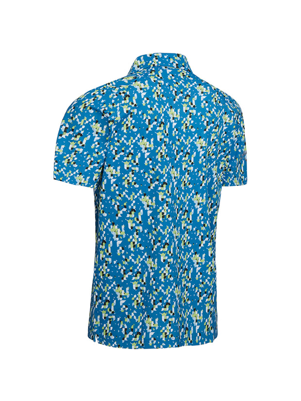 All Over Tropical Print Polo In Vallarta Blue