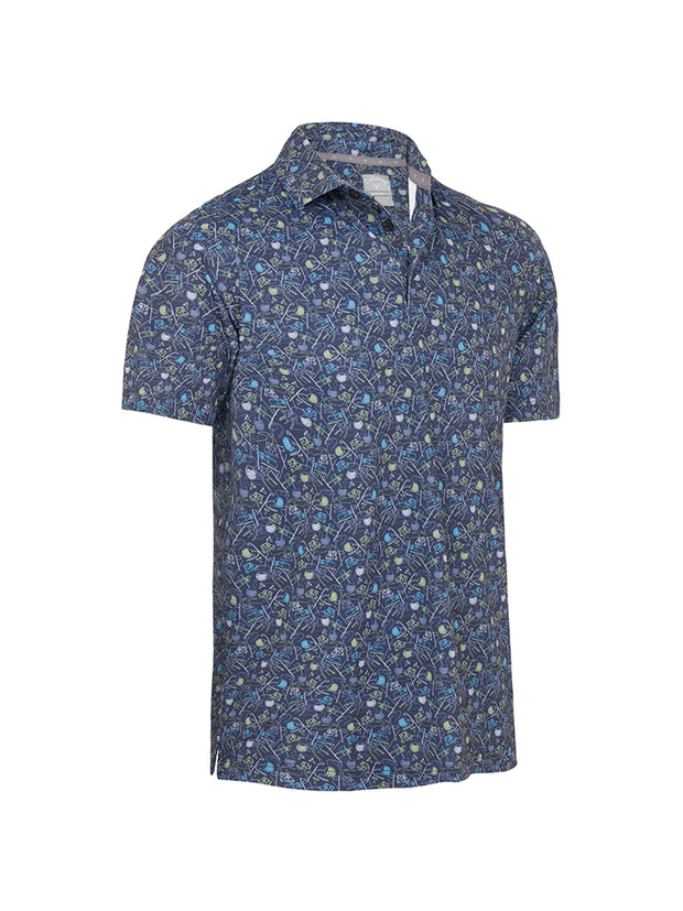 All Over Golf Novelty Print Polo In Peacoat