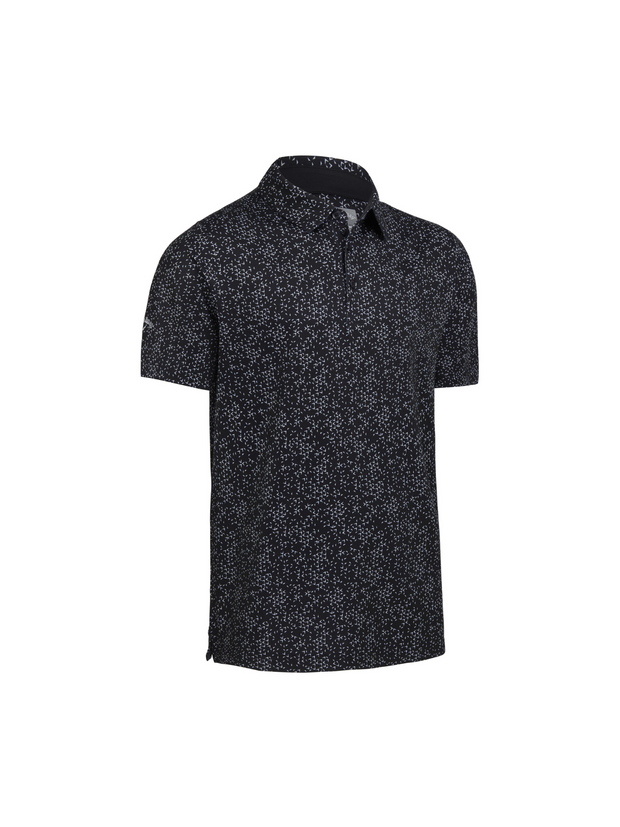 All Over Chev Printed Polo In Caviar/Bright White