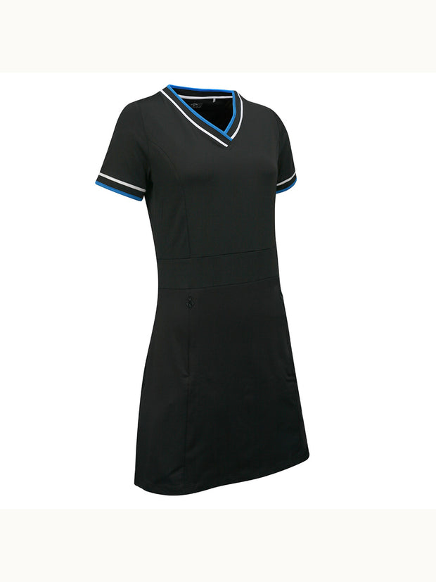 V-Neck Women's Dress In Caviar