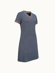 V-Neck Women's Dress In Blue Indigo