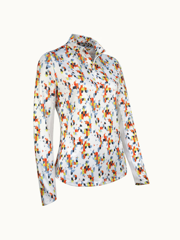 Geo Printed Women's Top In Brilliant White