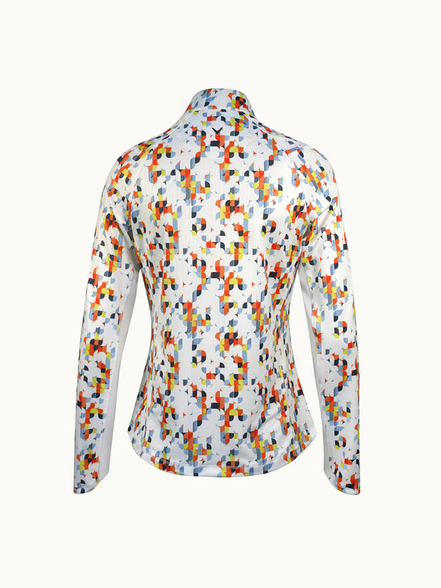 Geo Printed Women's Top In Brilliant White