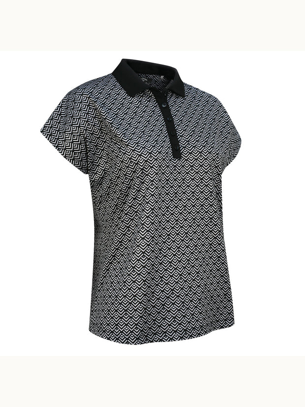 Chev Geo Printed Women's Polo In Caviar