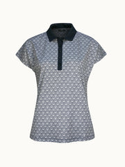Chev Printed Women's Polo In Blue Geo