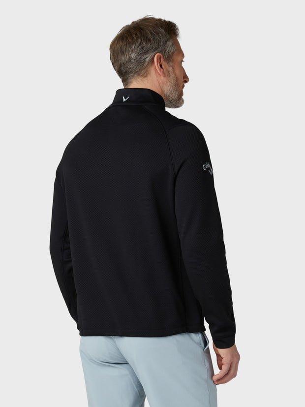 Men's Midweight 1/4 Zip Hex Pullover In Caviar