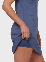 V-Neck Women's Dress In Blue Indigo