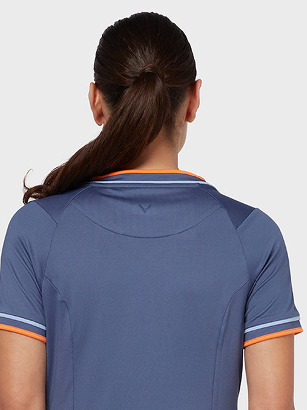 V-Neck Women's Dress In Blue Indigo