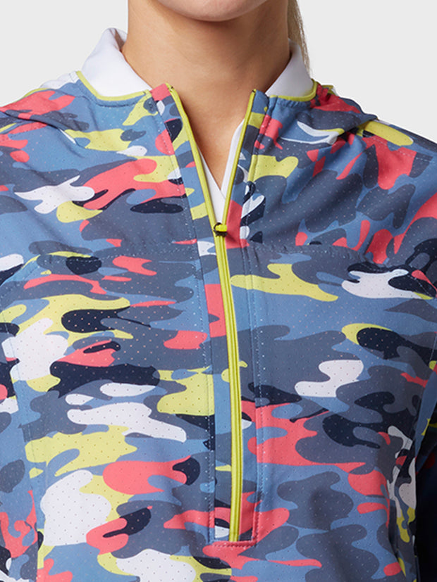 Women's 1/2 Zip Camo Hoodie In Peacoat