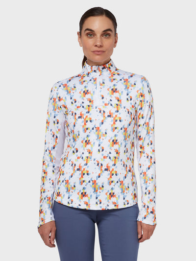 Geo Printed Women's Top In Brilliant White