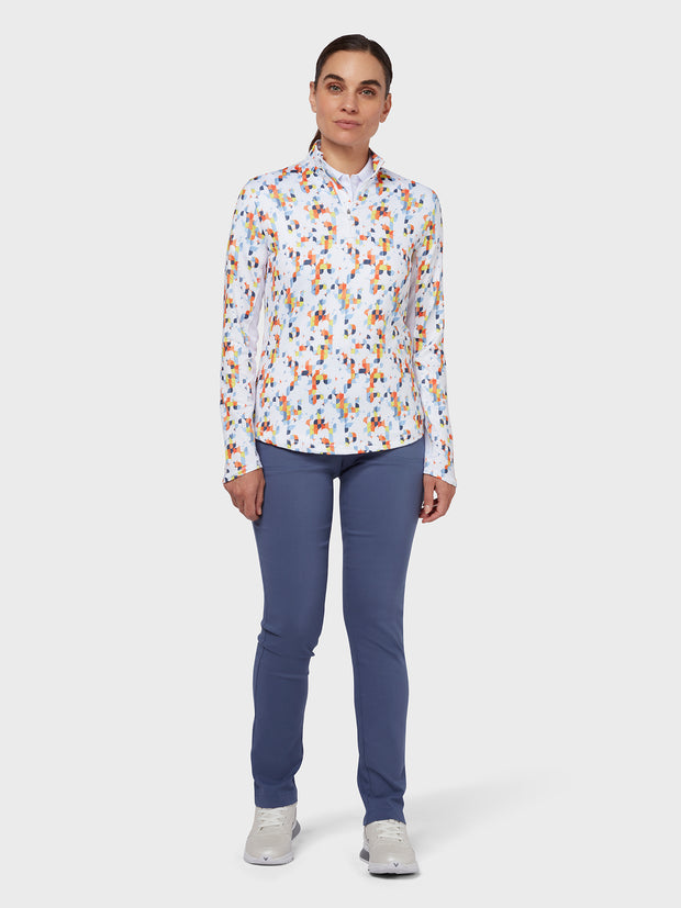 Geo Printed Women's Top In Brilliant White