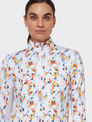 Geo Printed Women's Top In Brilliant White