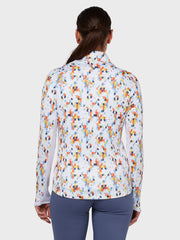 Geo Printed Women's Top In Brilliant White