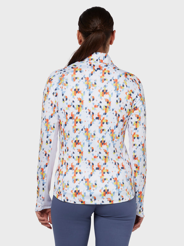 Geo Printed Women's Top In Brilliant White