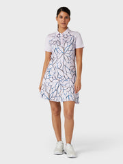 Women's Linear Floral Polo In Pink Nectar