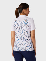 Women's Linear Floral Polo In Pink Nectar