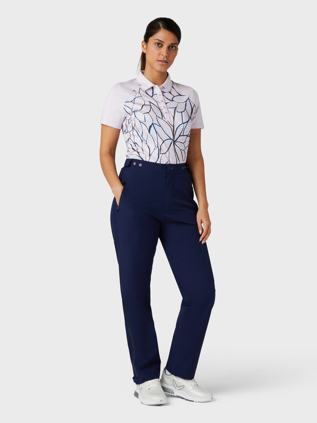 Women's Linear Floral Polo In Pink Nectar