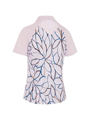 Women's Linear Floral Polo In Pink Nectar