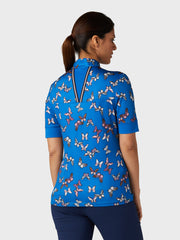 Women's 1/2 Zip Sleeve Butterfly Polo Top In Baleine Blue