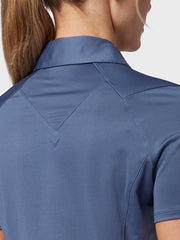 Colour Block Women's Polo Top In Blue Indigo