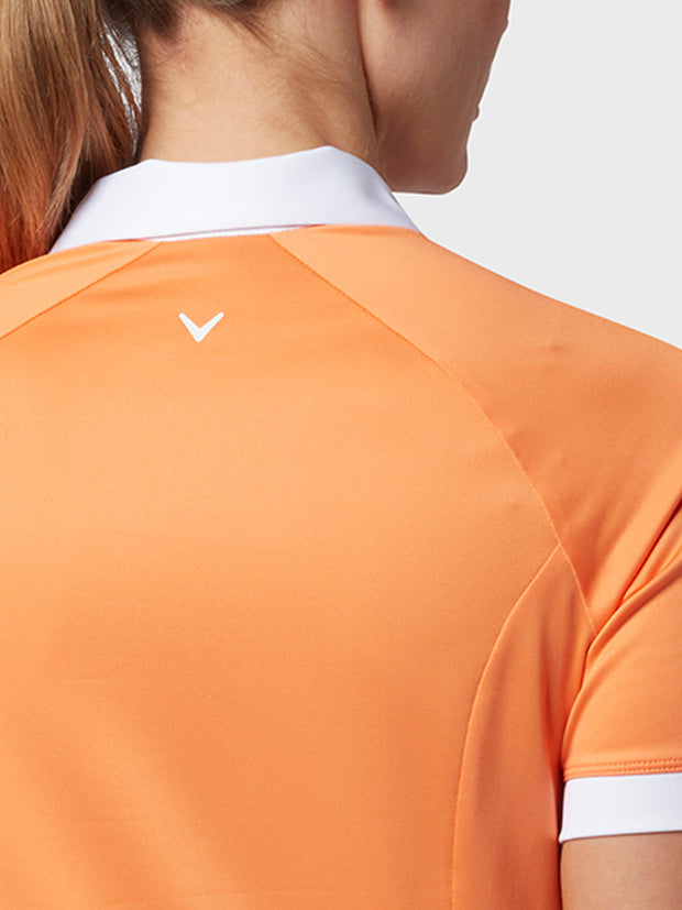 V-Placket Colourblock Women's Polo In Nectarine