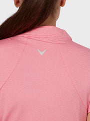 Tonal Texture Heather Polo Top In Fruit Dove Heather