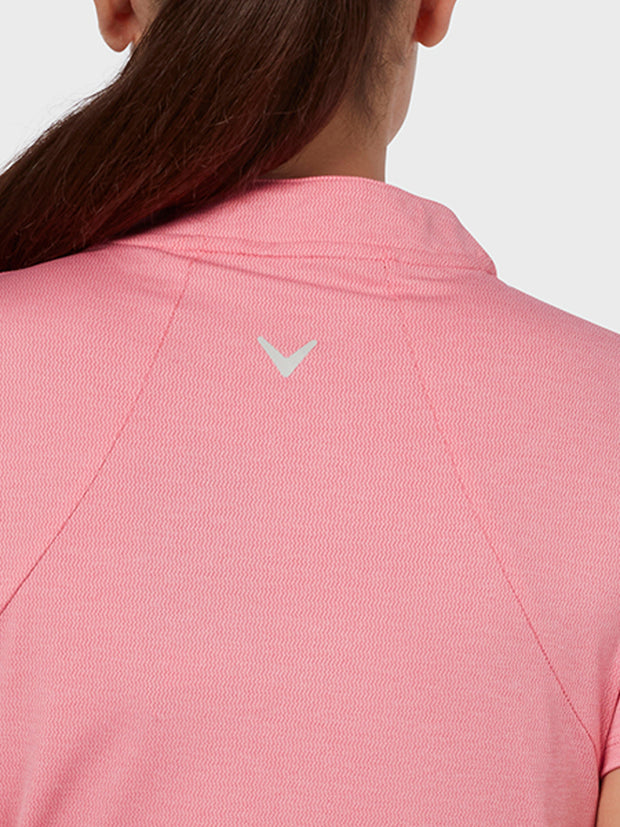 Tonal Texture Heather Polo Top In Fruit Dove Heather