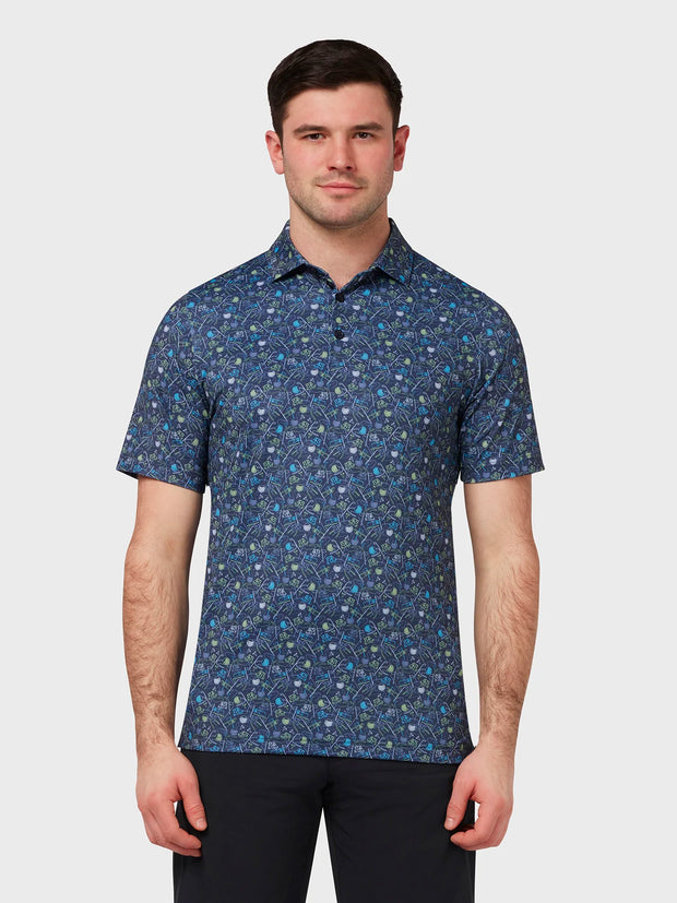 All Over Golf Novelty Print Polo In Peacoat