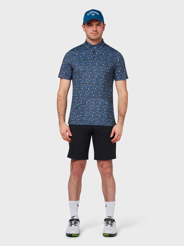 All Over Golf Novelty Print Polo In Peacoat