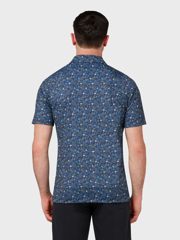 All Over Golf Novelty Print Polo In Peacoat
