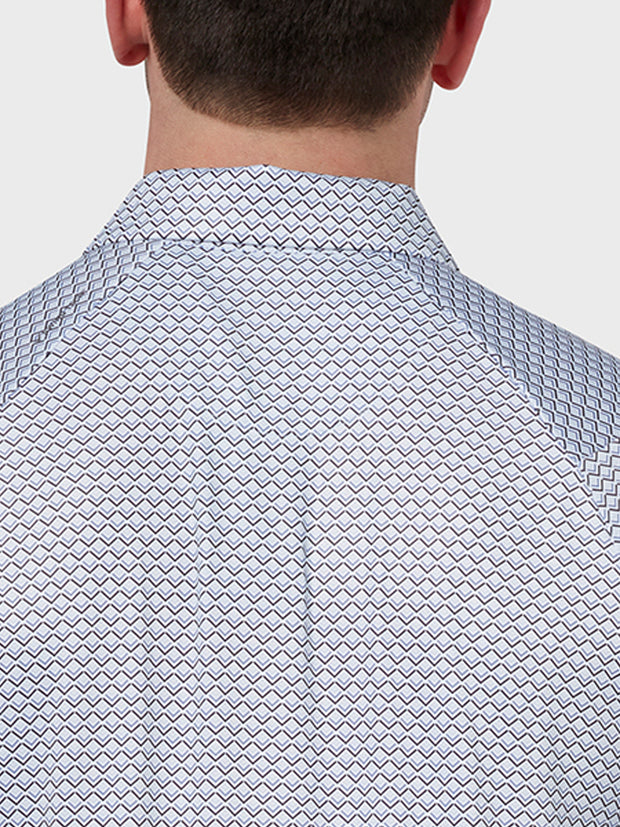 Ombre Chev Print Polo In Bright White