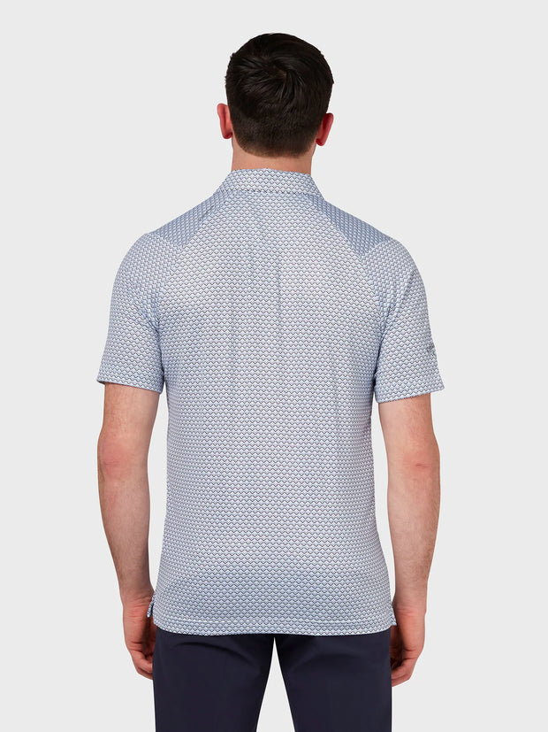 Ombre Chev Print Polo In Bright White