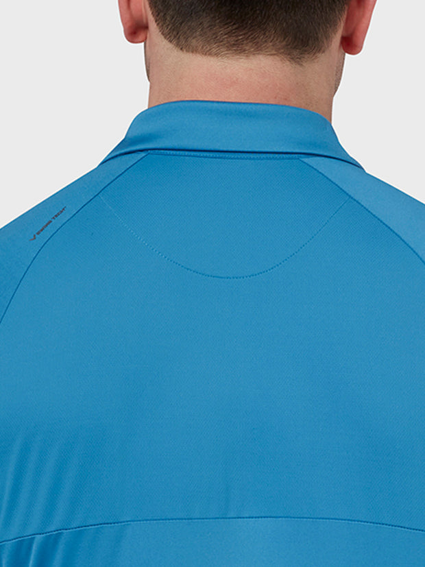 Performance Colour Block Polo In Vallarta Blue