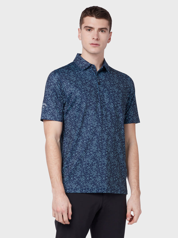 All Over Chev Printed Polo In Peacoat