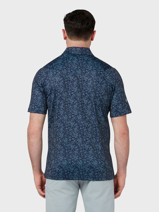All Over Chev Printed Polo In Peacoat