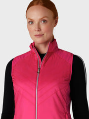 Women's Chevron Quilted Sleeveless Golf Vest In Pink Peacock