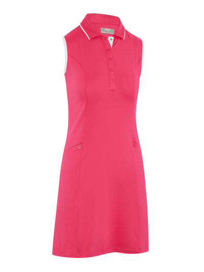 Women's Solid Golf Dress With Snap Placket In Pink Peacock