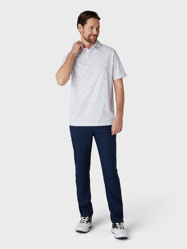 Short Sleeve Chev All Over Confetti Print Polo Shirt In Bright White