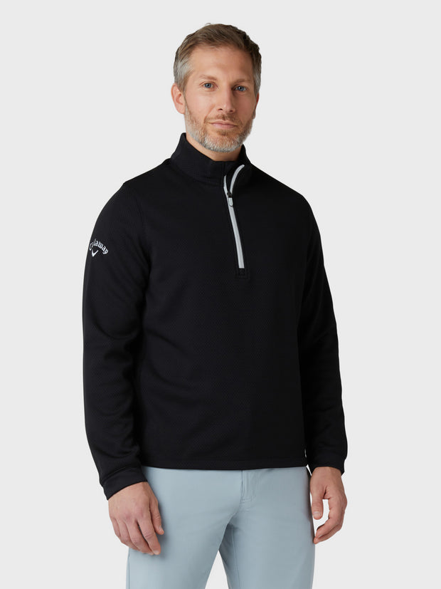 Men's Midweight 1/4 Zip Hex Pullover In Caviar