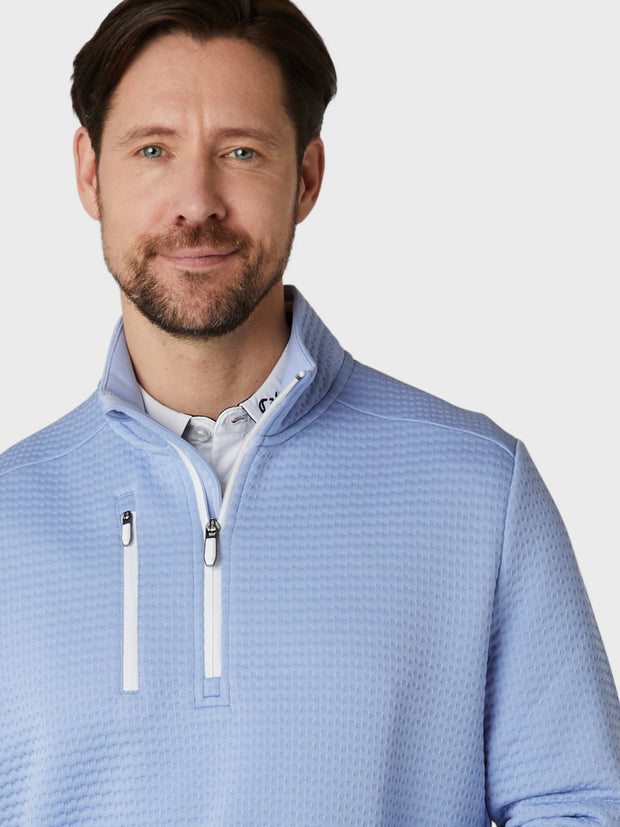 Textured Midweight 1/2 Zip In Chambray