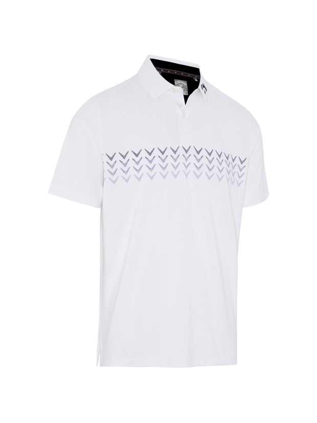Short Sleeve Trademark Chev Block Print Polo Shirt In Bright White