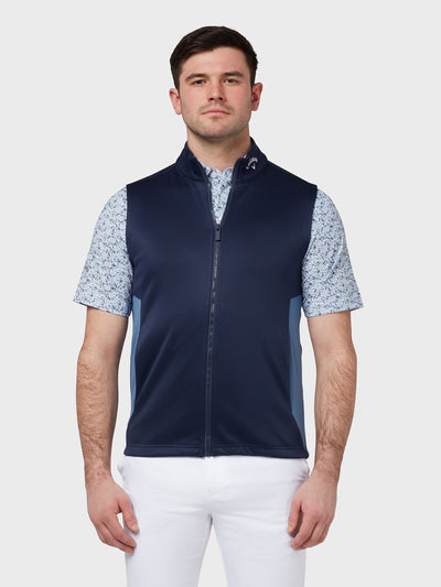 High Gauge Fleece Zip Vest In Peacoat