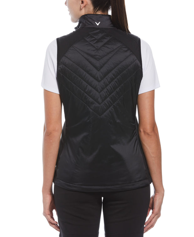 Women's Chevron Quilted Sleeveless Golf Vest In Caviar