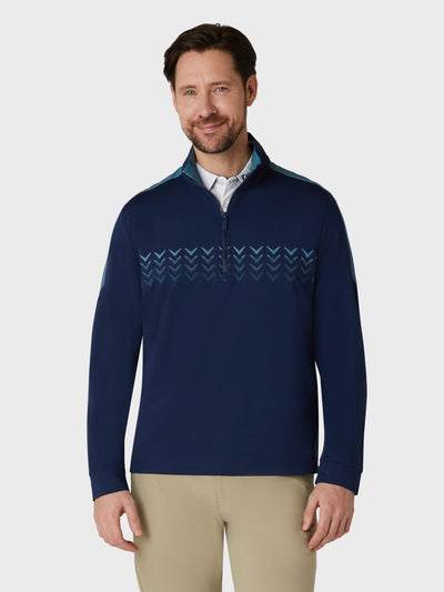 Long Sleeve Trademark Chev Block Pullover In Peacoat